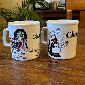 2 KLIBAN CAT Vintage 80s Coffee Mugs Cups Made in England by Kiln Craft
